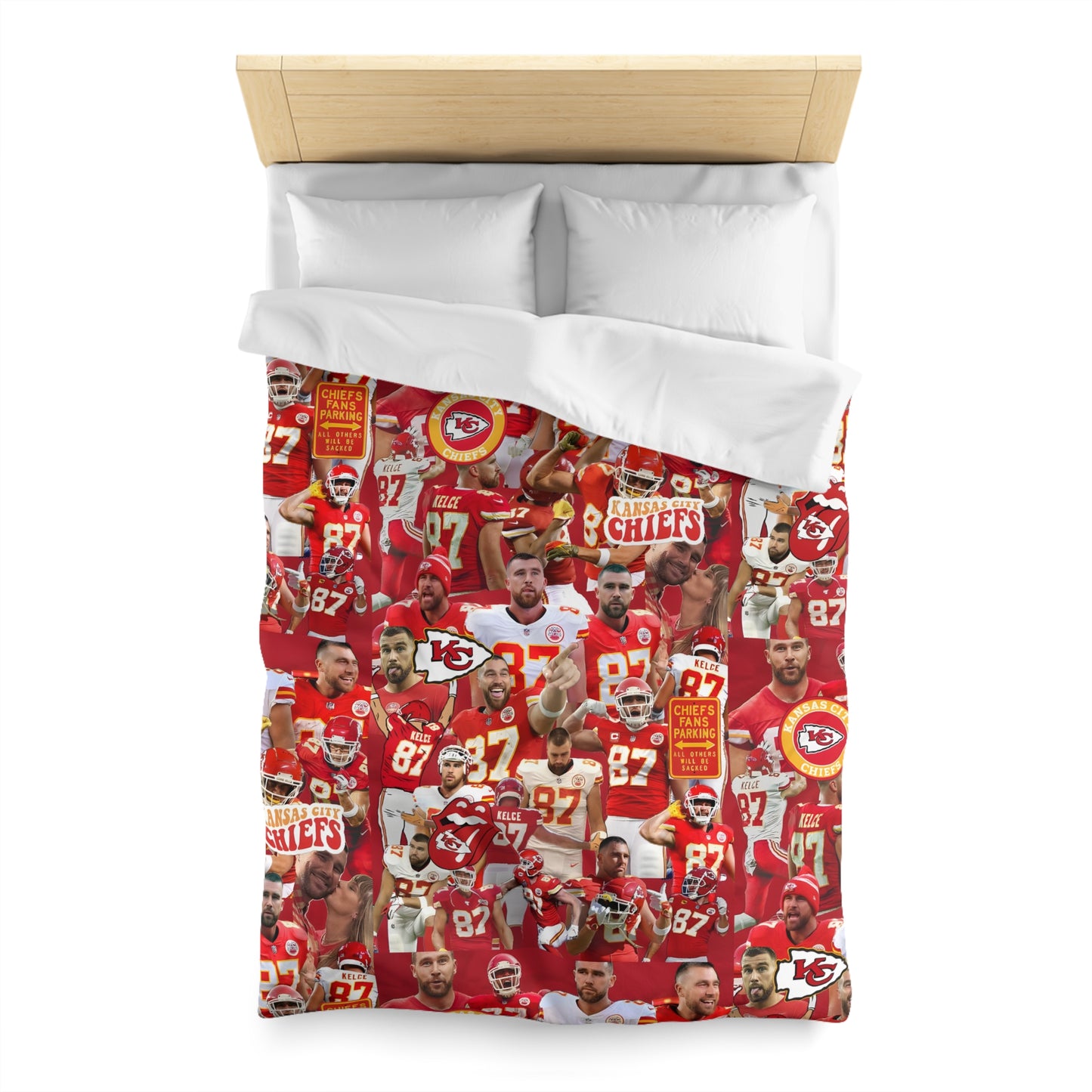 Travis Kelce Chiefs Red Collage Microfiber Duvet Cover