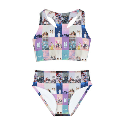 BTS Pastel Aesthetic Collage Girls Two Piece Swimsuit