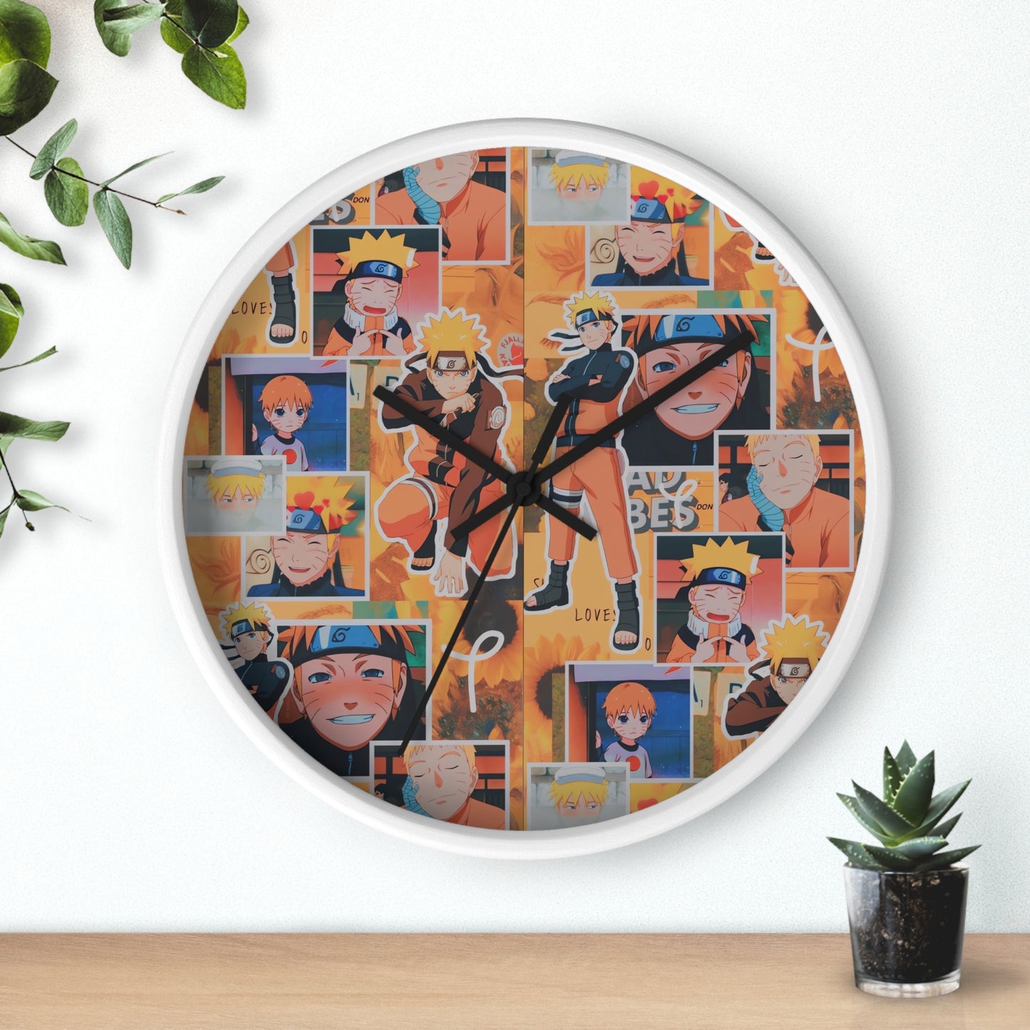 Naruto Uzumaki Sunflower Blaze Collage Wall Clock