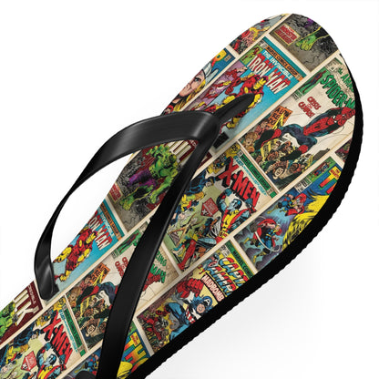 Marvel Comic Book Cover Collage Flip Flops