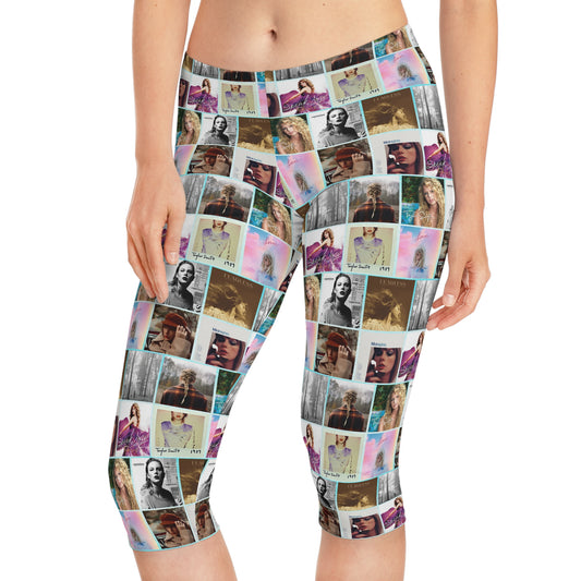 Taylor Swift Album Art Collage Pattern Women's Capri Leggings