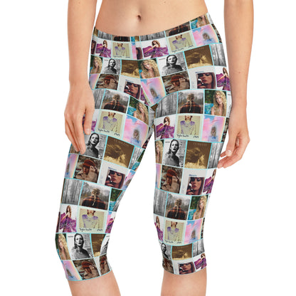 Taylor Swift Album Art Collage Pattern Women's Capri Leggings