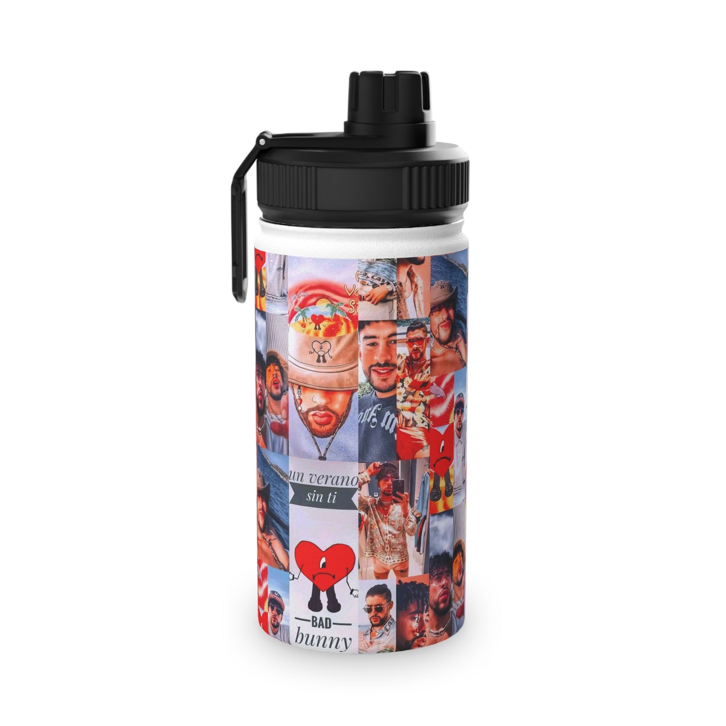 Bad Bunny Un Verano Sin Ti Photo Collage Stainless Steel Sports Lid Water Bottle