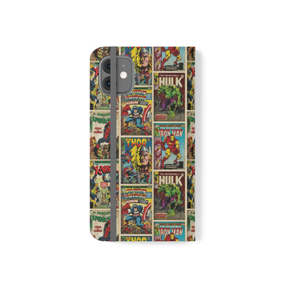 Marvel Comic Book Cover Collage Phone Flip Case