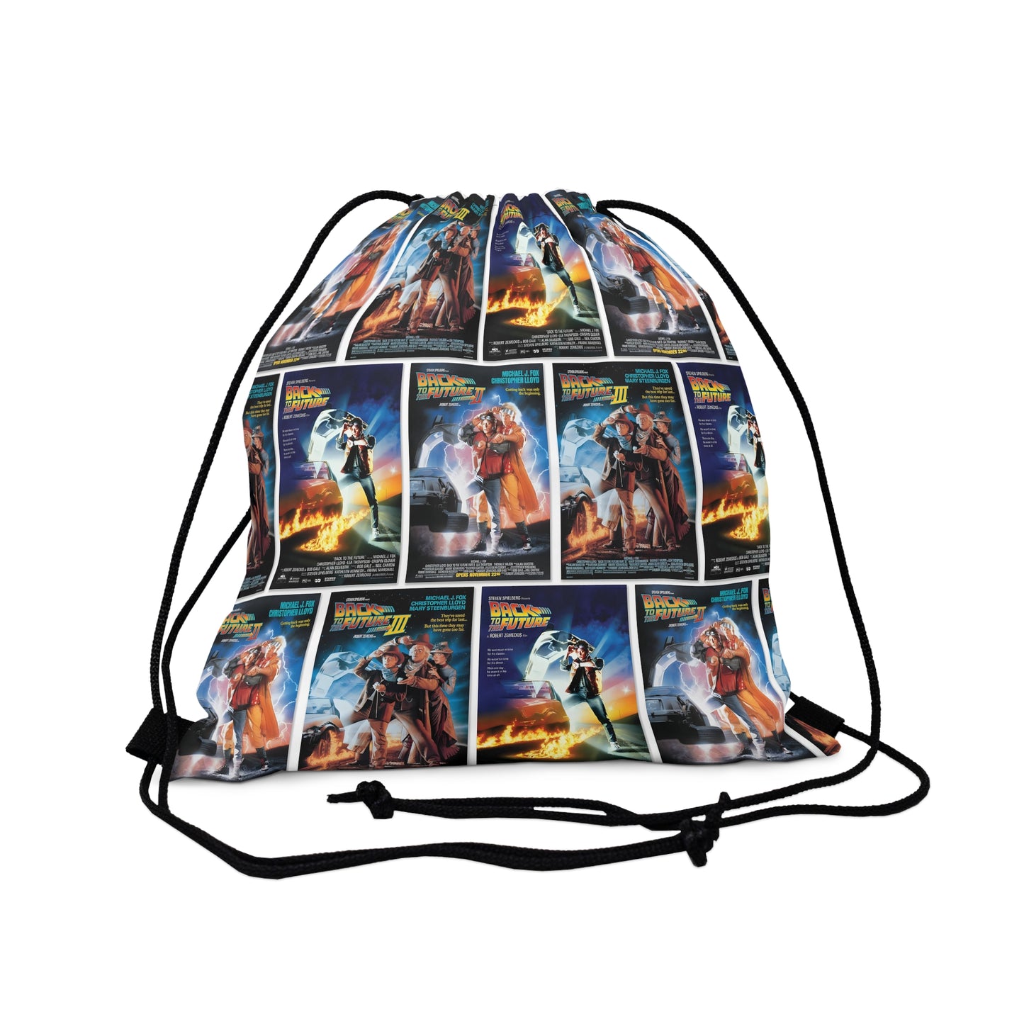 Back To The Future Movie Posters Collage Outdoor Drawstring Bag