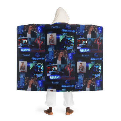 Justin Bieber Enjoy Your Life Collage Hooded Sherpa Fleece Blanket