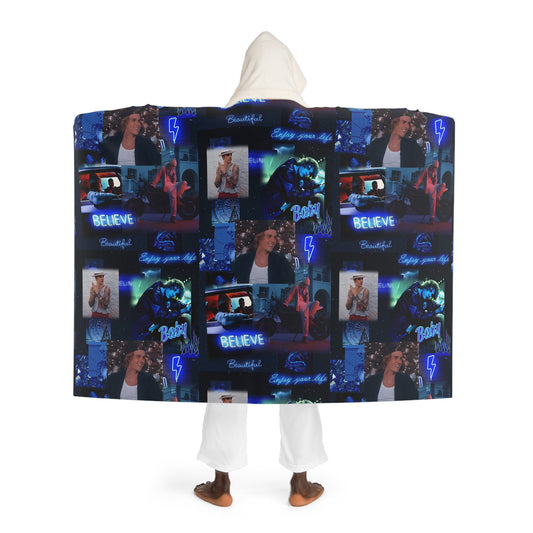 Justin Bieber Enjoy Your Life Collage Hooded Sherpa Fleece Blanket