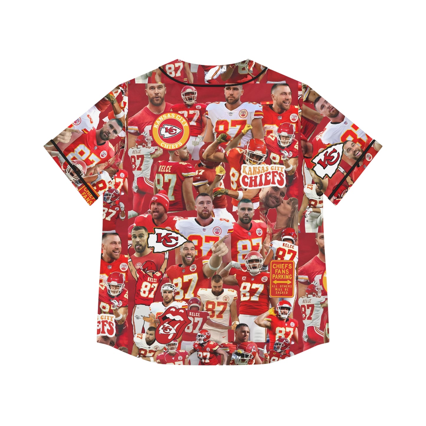 Travis Kelce Chiefs Red Collage Women's Baseball Jersey