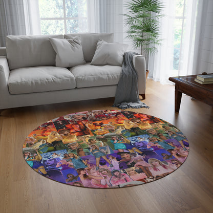 Taylor Swift Rainbow Photo Collage Round Rug