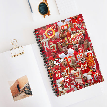 Travis Kelce Chiefs Red Collage Spiral Notebook - Ruled Line