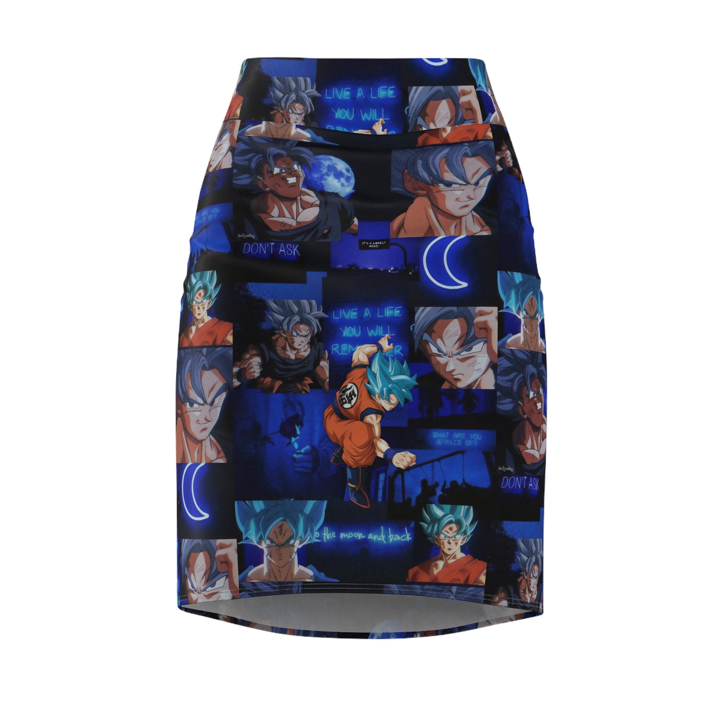 Dragon Ball Z Saiyan Moonlight Collage Women's Pencil Skirt