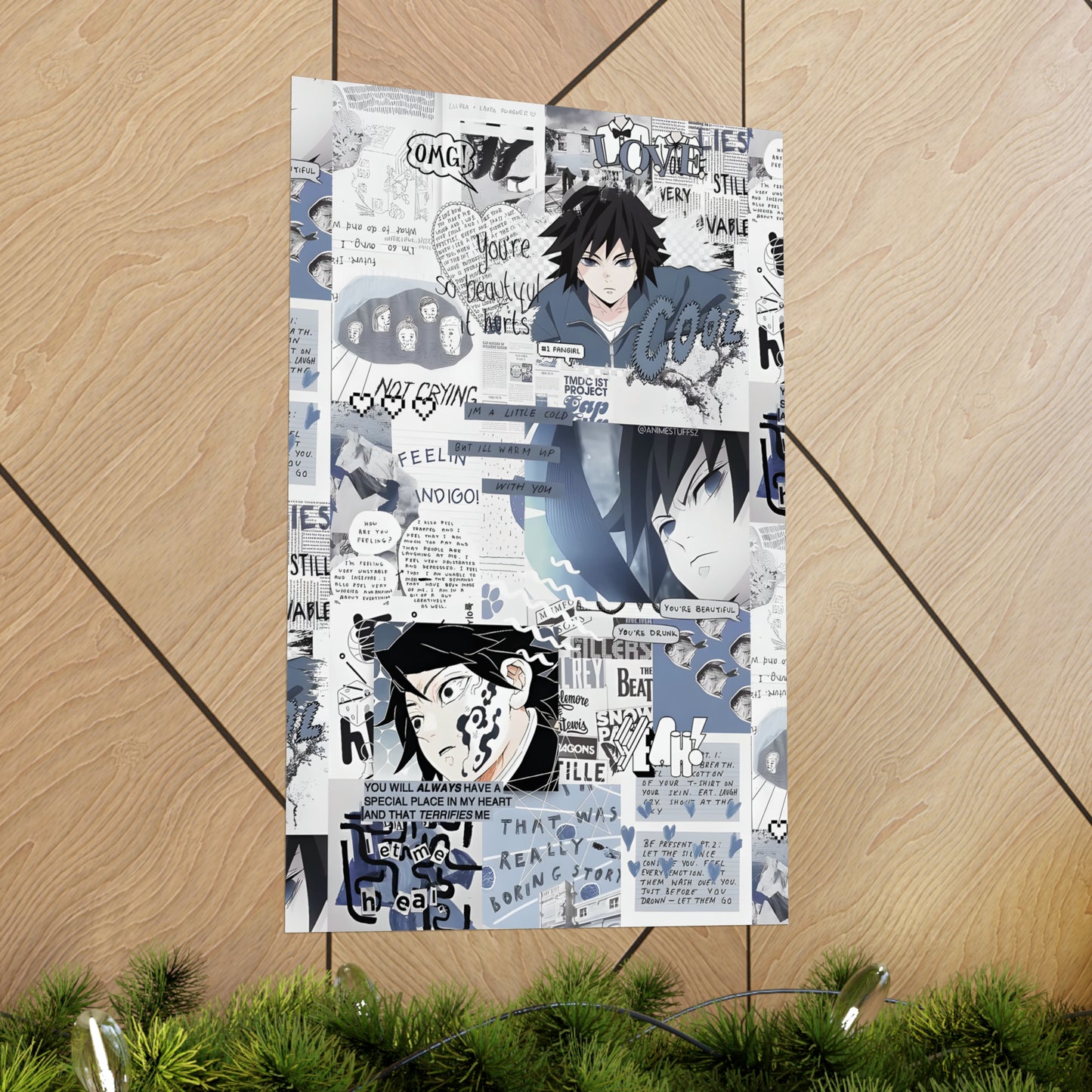 Demon Slayer Giyu Aesthetic Collage Matte Vertical Poster