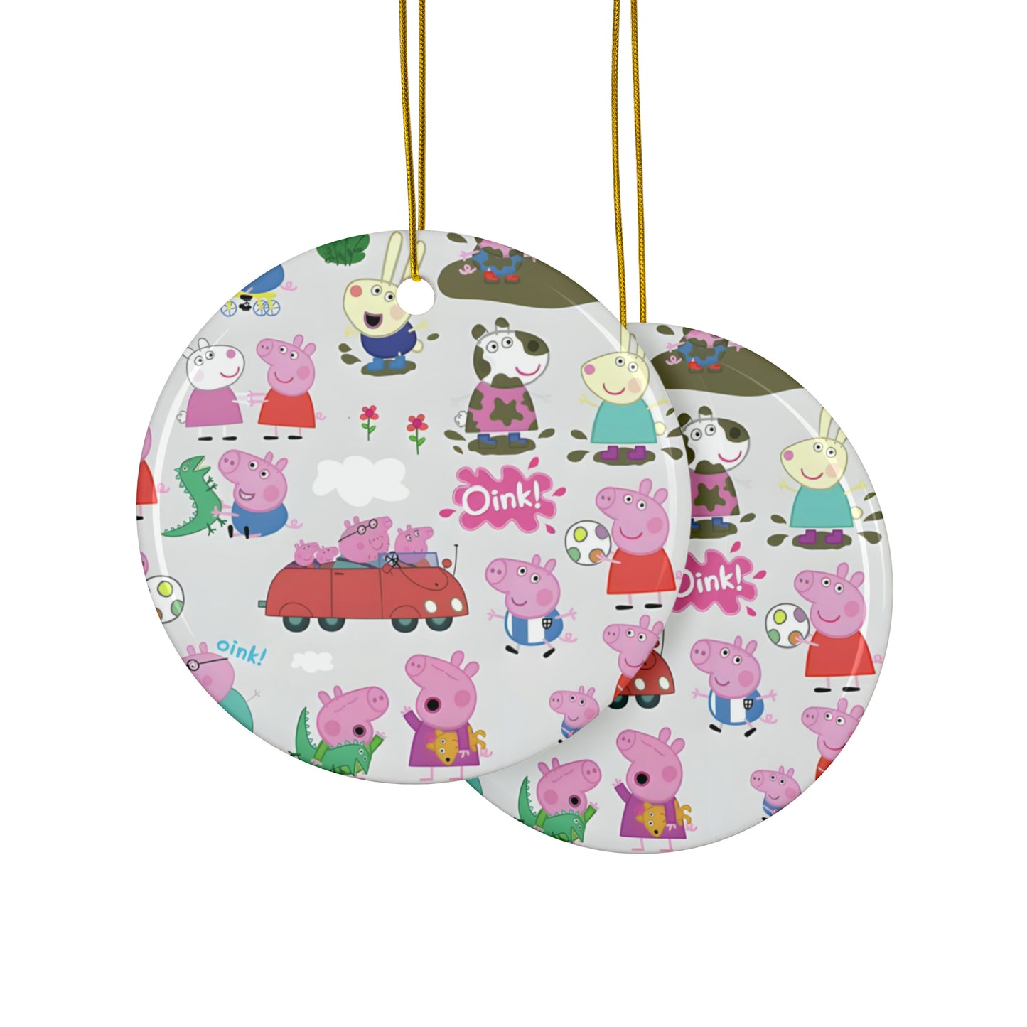 Peppa Pig Oink Oink Collage Ceramic Ornaments (1pc, 3pcs, 5pcs, 10pcs)