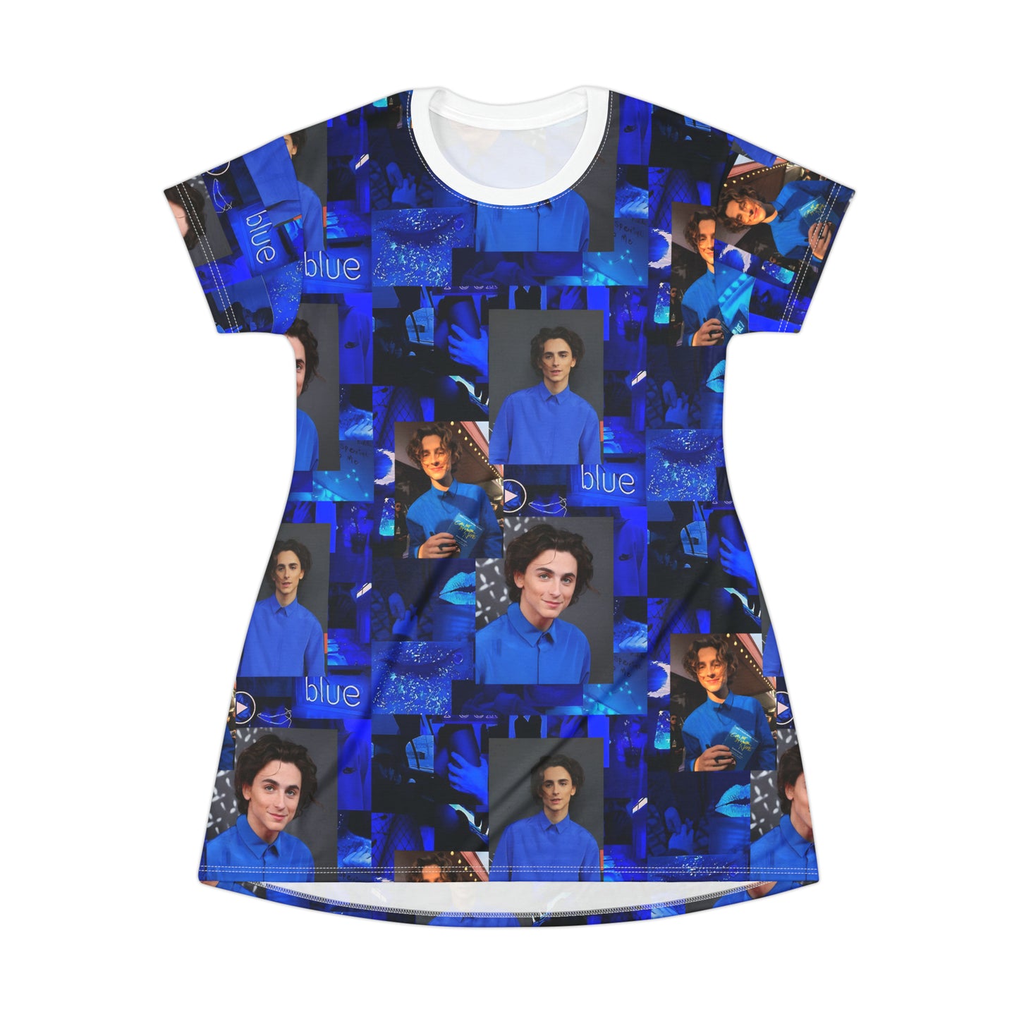 Timothee Chalamet Cool Blue Collage T-Shirt Dress
