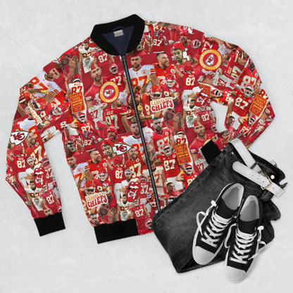 Travis Kelce Chiefs Red Collage Men's Bomber Jacket