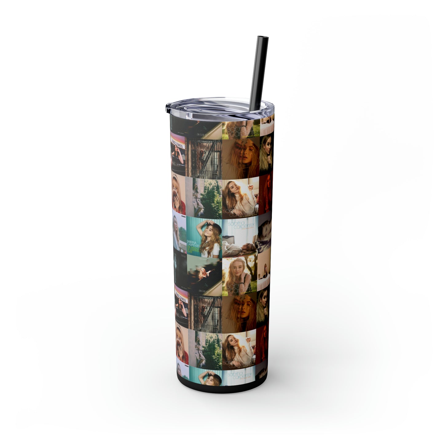 Sabrina Carpenter Album Cover Collage Skinny Tumbler with Straw