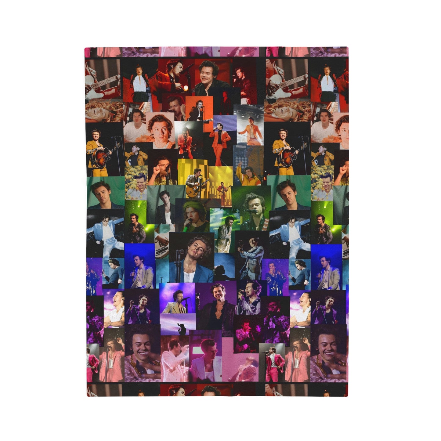 Harry Styles Rainbow Photo Collage Velveteen Plush Blanket