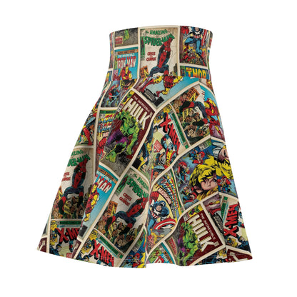 Marvel Comic Book Cover Collage Women's Skater Skirt