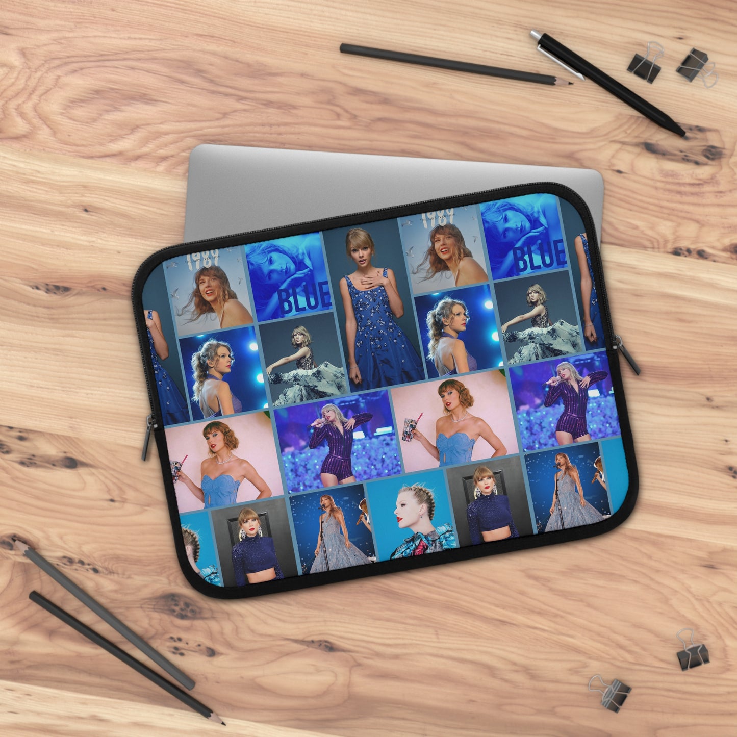 Taylor Swift Blue Aesthetic Collage Laptop Sleeve