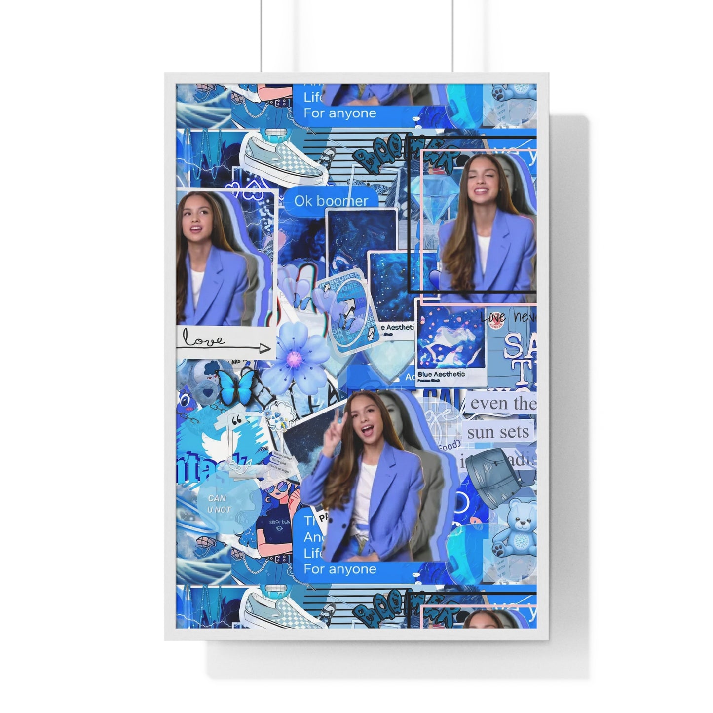 Olivia Rodrigo Blue Aesthetic Collage Framed Print