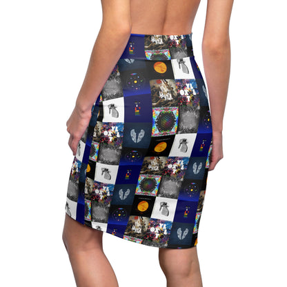 Colplay Album Cover Collage Women's Pencil Skirt