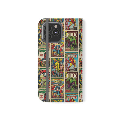 Marvel Comic Book Cover Collage Phone Flip Case