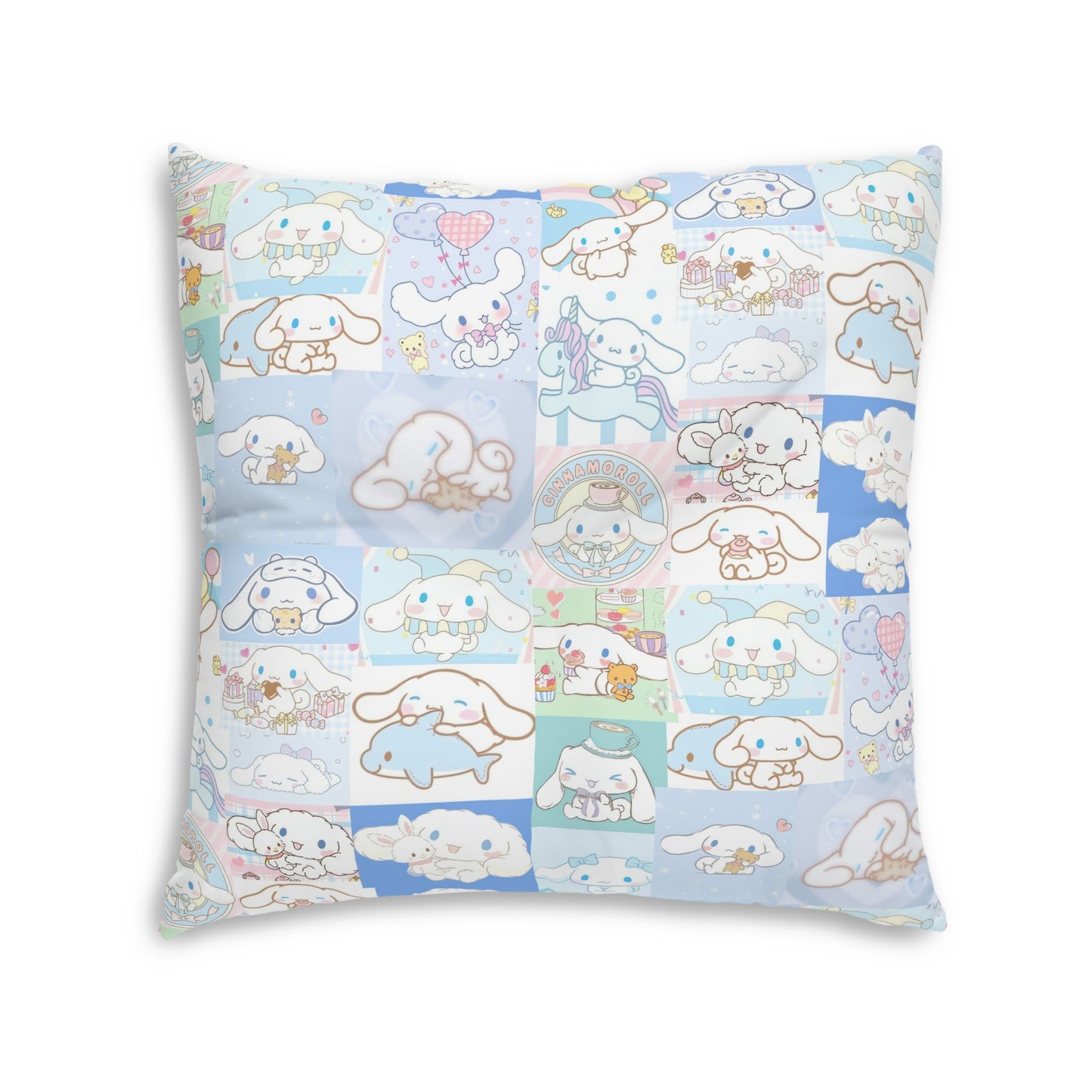 Cinnamoroll Cartoon Collage Tufted Floor Pillow, Square