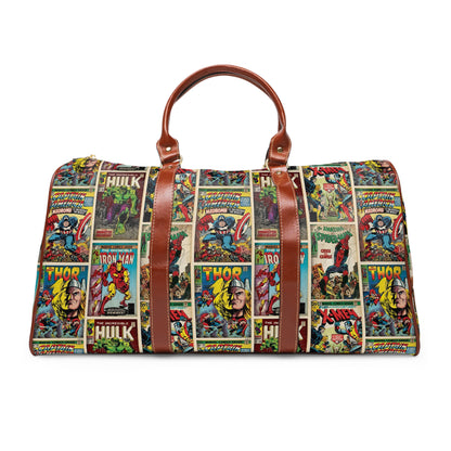 Marvel Comic Book Cover Collage Waterproof Travel Bag