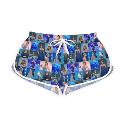 Taylor Swift Blue Aesthetic Collage Women's Relaxed Shorts