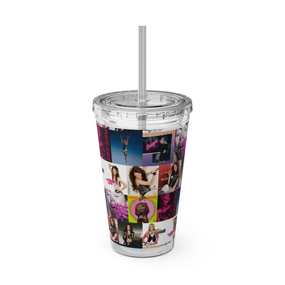 Miley Cyrus Album Cover Collage Sunsplash Tumbler with Straw