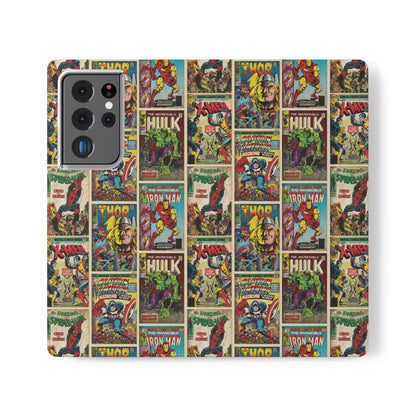 Marvel Comic Book Cover Collage Phone Flip Case