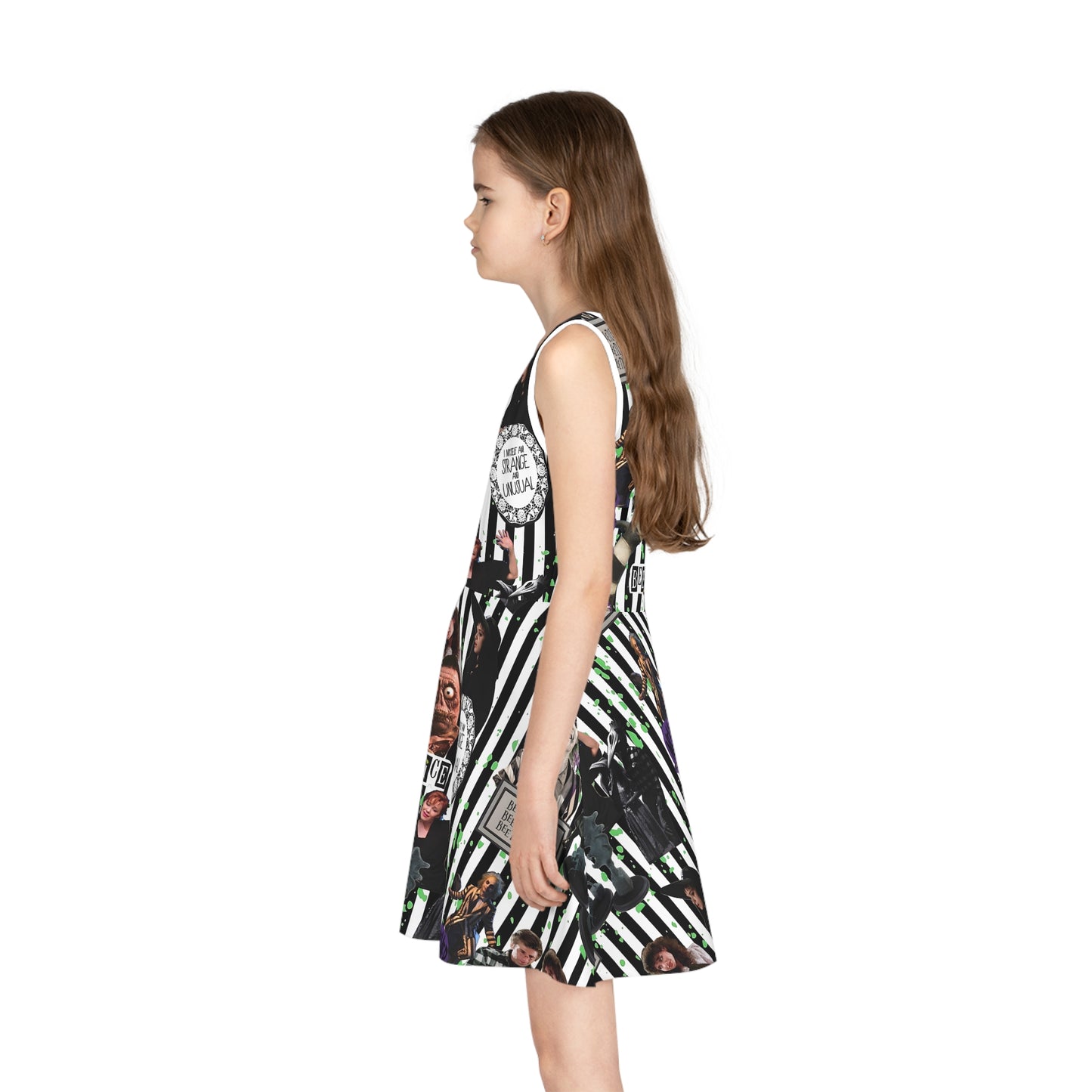 Beetlejuice Strange And Unusual Collage Girls' Sleeveless Sundress