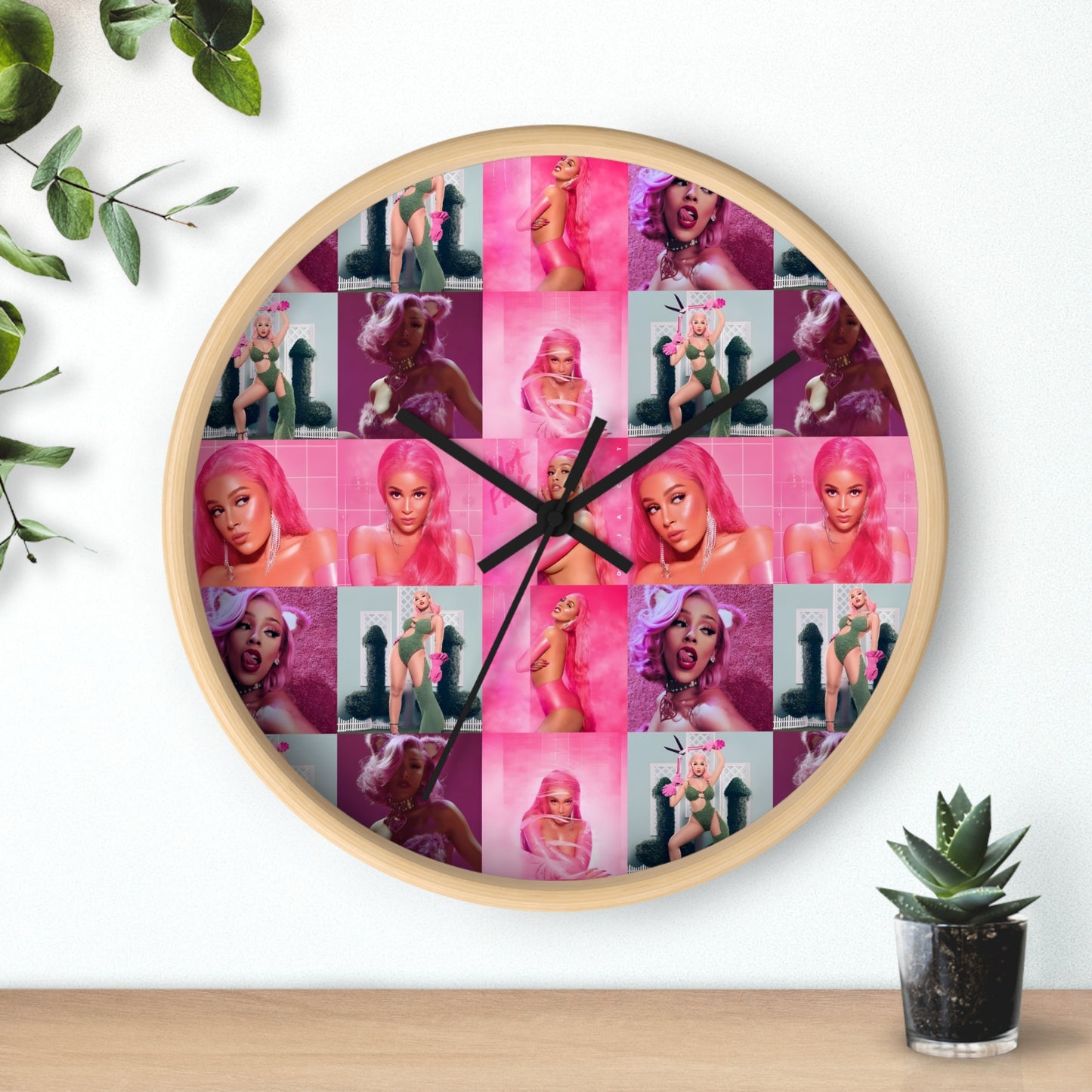 Doja Cat Hot Pink Mosaic Wall Clock