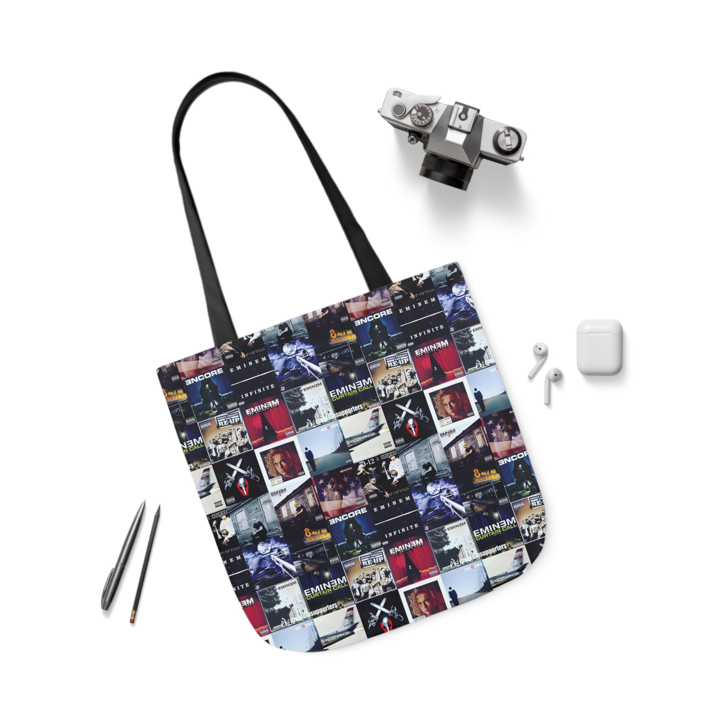 Eminem Album Art Cover Collage Polyester Canvas Tote Bag