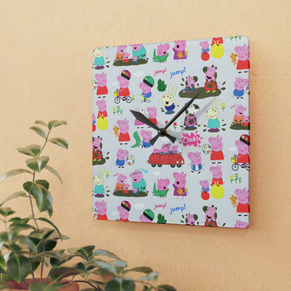 Peppa Pig Oink Oink Collage Acrylic Wall Clock