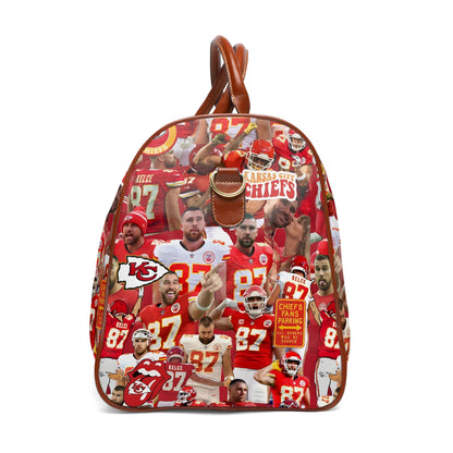Travis Kelce Chiefs Red Collage Waterproof Travel Bag