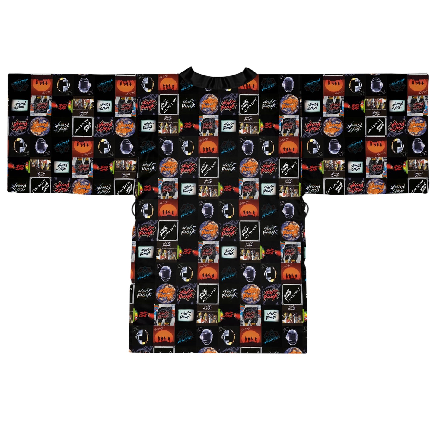 Daft Punk Album Cover Art Collage Long Sleeve Kimono Robe