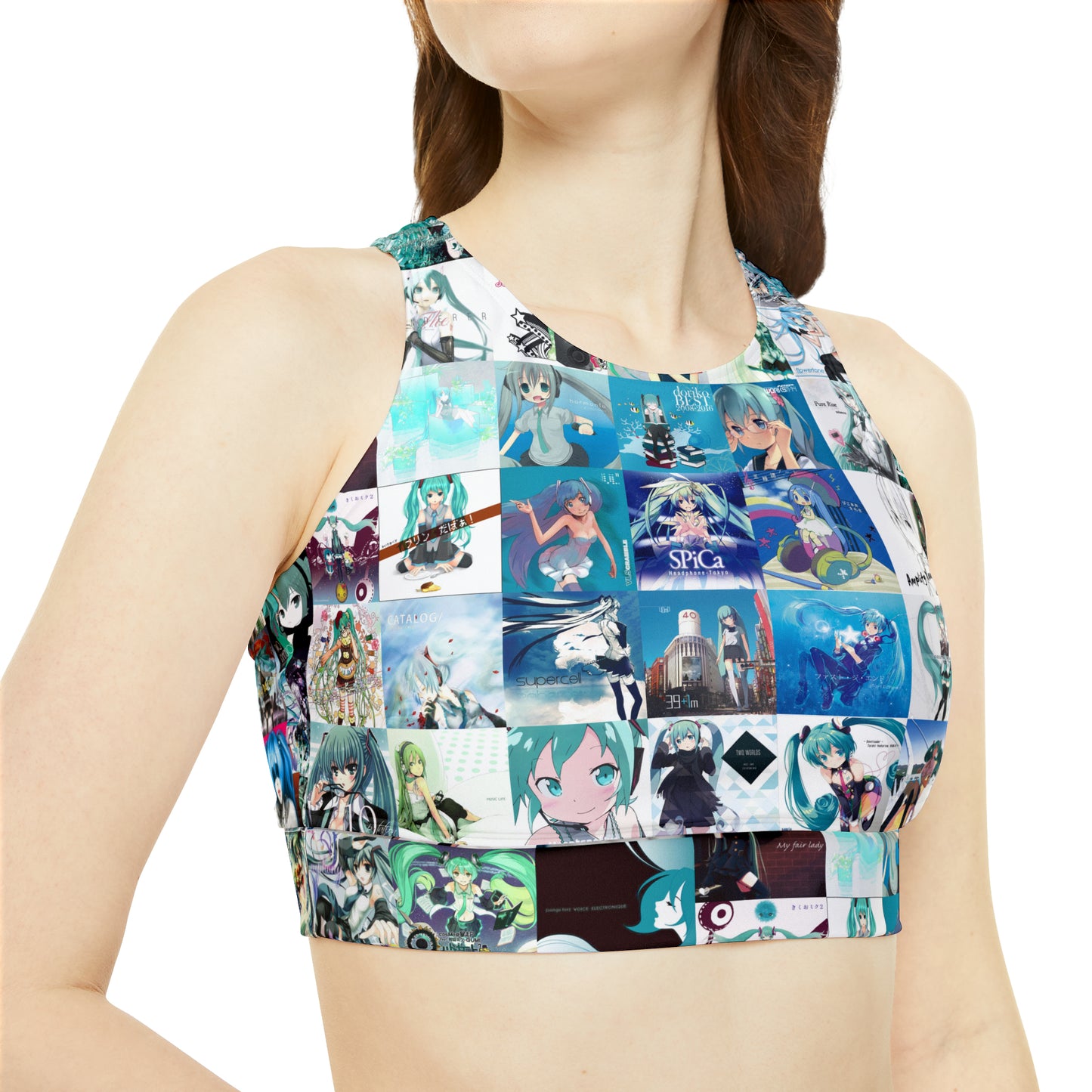 Hatsune Miku Album Cover Collage Sporty Bikini Set