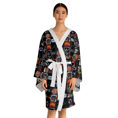 Daft Punk Album Cover Art Collage Long Sleeve Kimono Robe