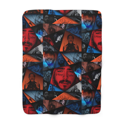 Post Malone Crystal Portaits Collage Sherpa Fleece Blanket