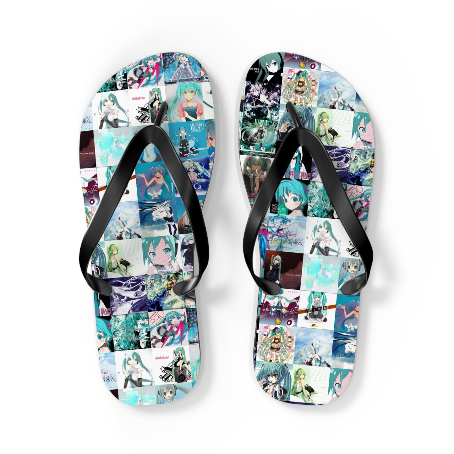 Hatsune Miku Album Cover Collage Flip Flops