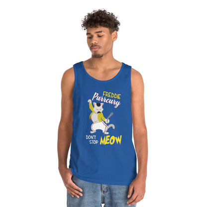 Queen Don't Stop Meow Freddie Purrcury Unisex Heavy Cotton Tank Top