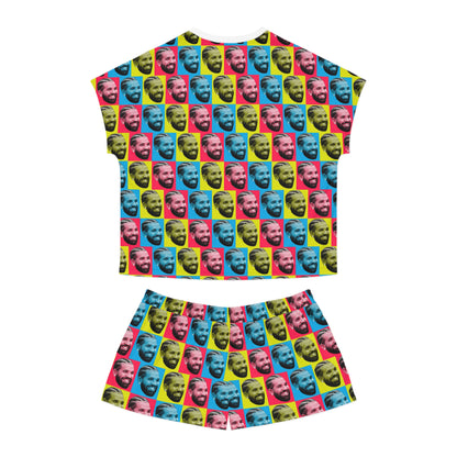 Drake Colored Checker Faces Women's Short Pajama Set