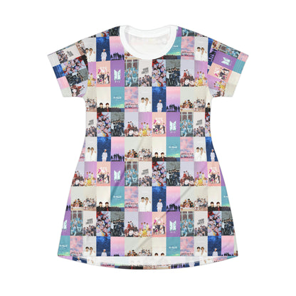 BTS Pastel Aesthetic Collage T-Shirt Dress