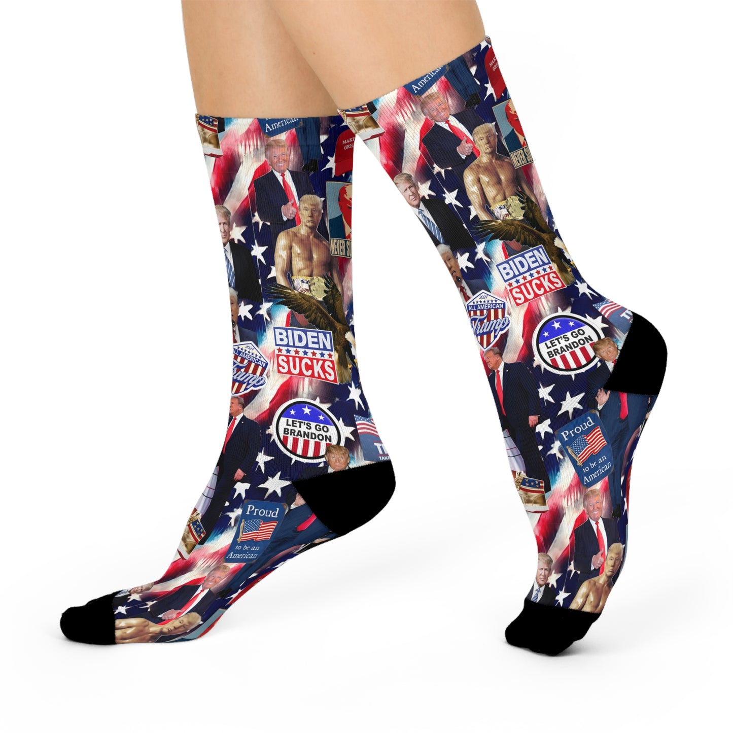 Donald Trump 2024 MAGA Montage Cushioned Crew Socks