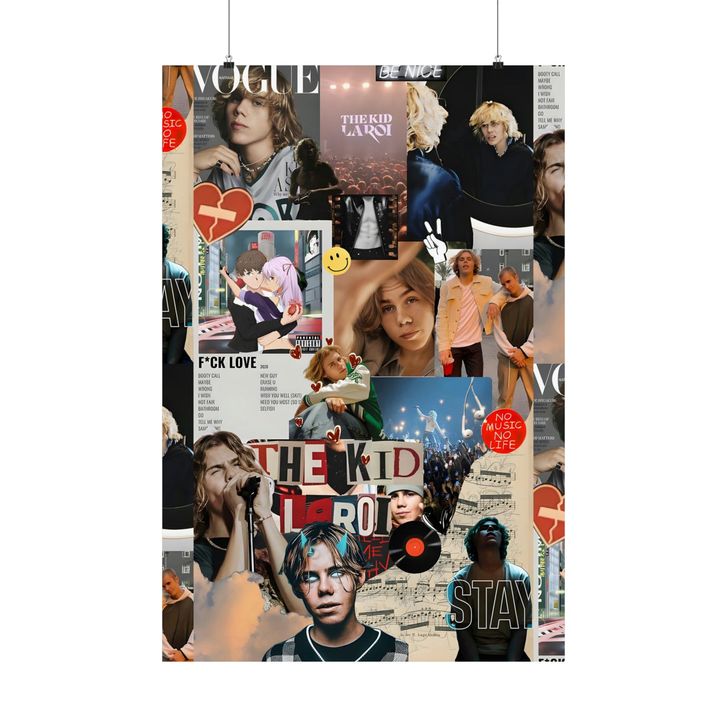 The Kid LAROI No Music No Life Collage Matte Vertical Poster