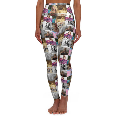 Taylor Swift Album Art Collage Pattern High Waisted Yoga Leggings