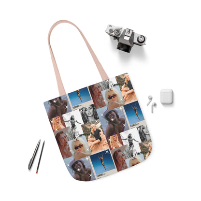 Miley Cyrus Flowers Photo Collage Polyester Canvas Tote Bag