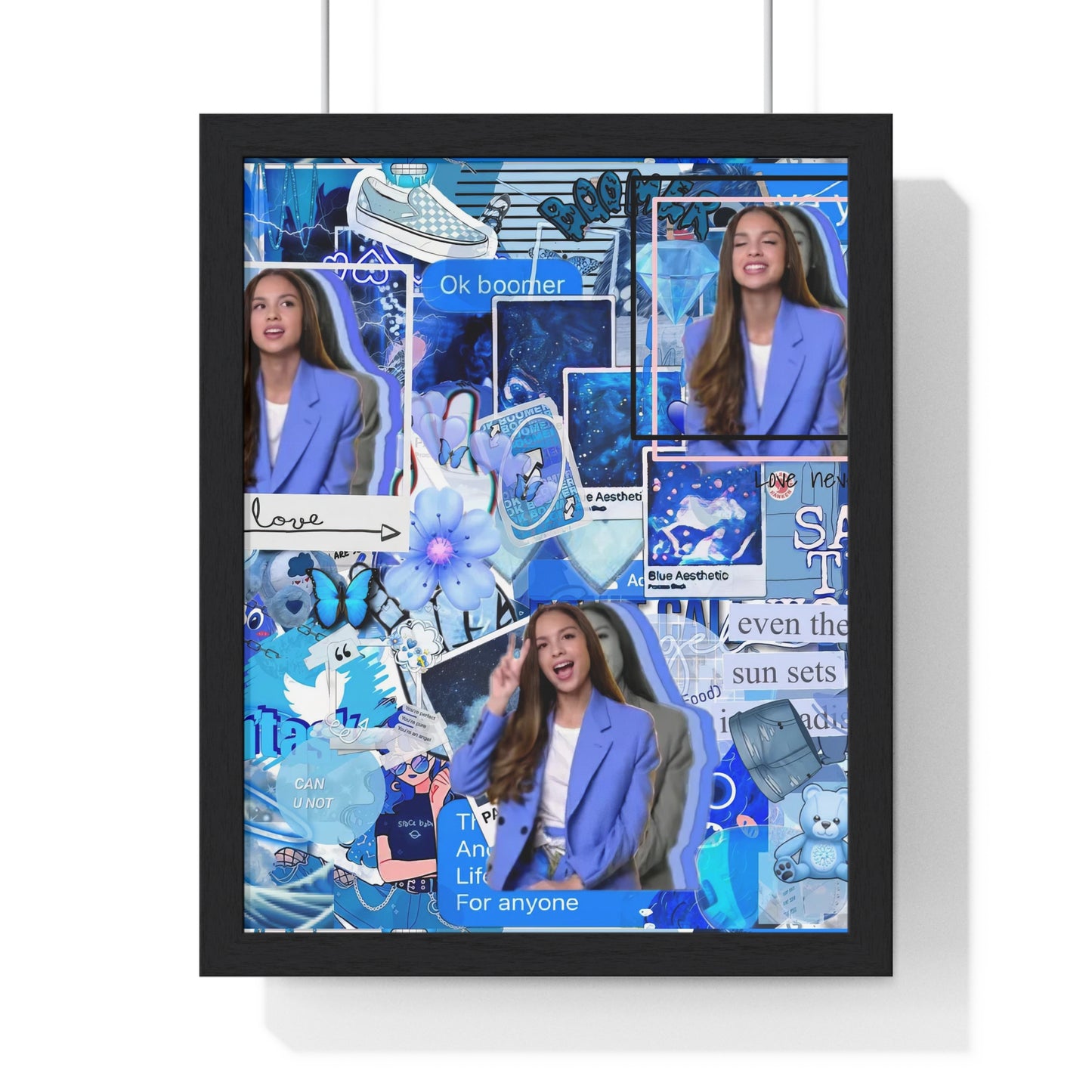 Olivia Rodrigo Blue Aesthetic Collage Framed Print