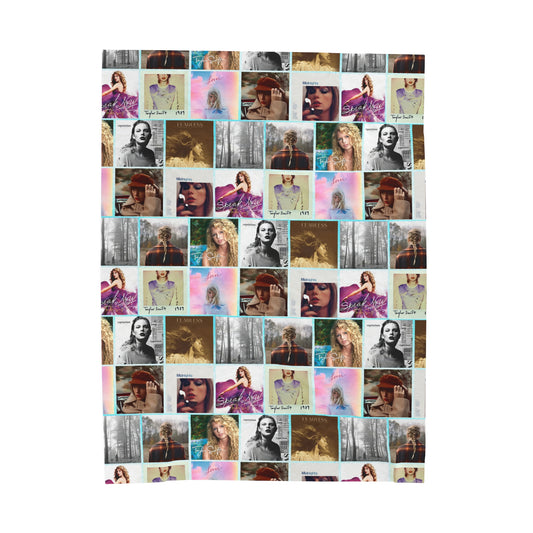 Taylor Swift Album Art Collage Pattern Velveteen Plush Blanket